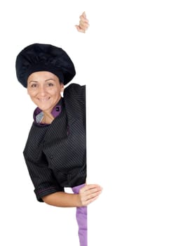 Pretty cook girl on a blank poster