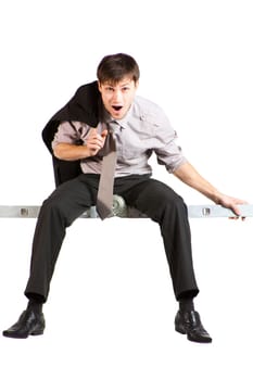 Young Businessman Talking on Phone. Isolated
