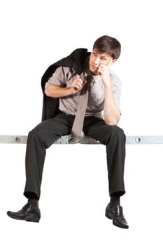 Young Businessman Talking on Phone. Isolated
