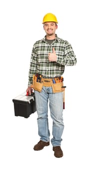 standing handyman with toolbox