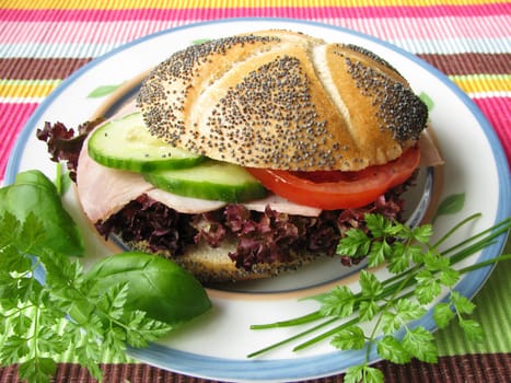 Poppy seed rolls with ham