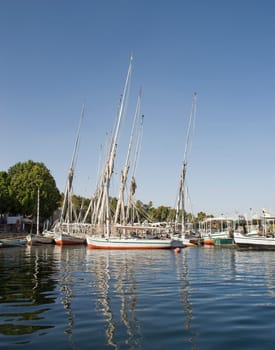 Sailboats on the Nile near Aswan Egypt