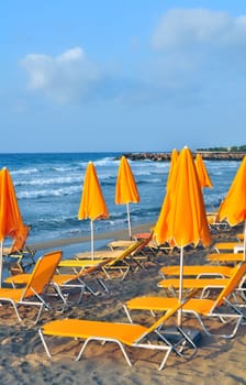 Sunbeds and beach umbrellas