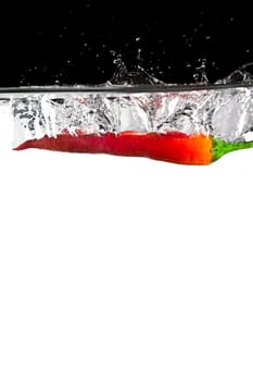 Red peppers in water