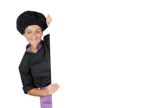 Pretty cook girl on a blank poster