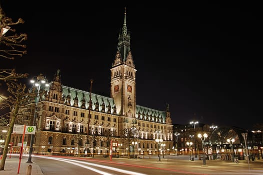 Hamburg City Hall at night