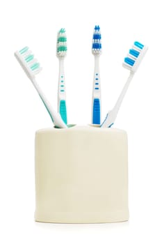 Tooth Brushes on White Background