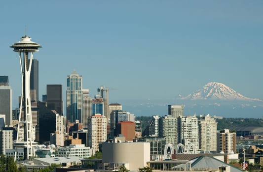 Downtown Seattle Space Needle and Mt. Ra