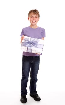 Boy with a mothers day or birthday present
