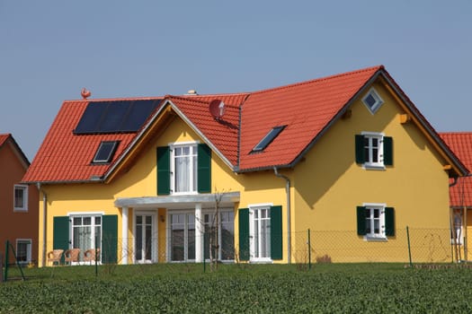 Yellow new detached house