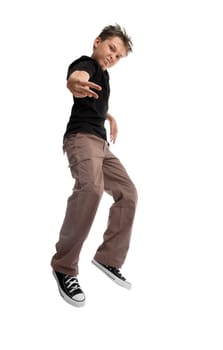 Jumping boy youth attitude