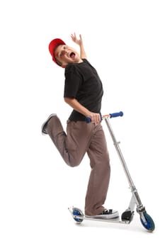 Boyhaving loads of fun on scooter