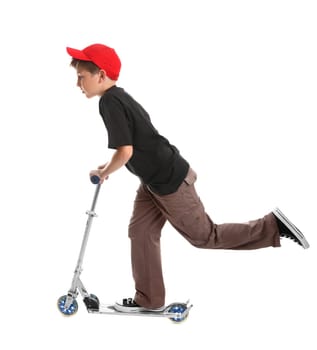 Child riding a scooter toy