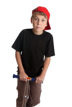 Child with scooter closeup
