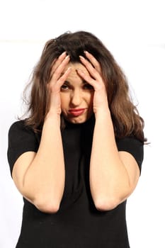 Woman with headaches or depression