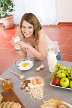 Baking -  woman with healthy ingredient
