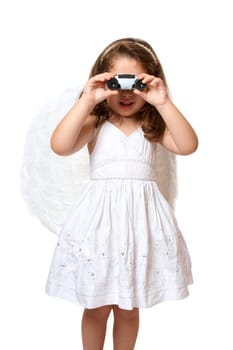 Angel using binoculars