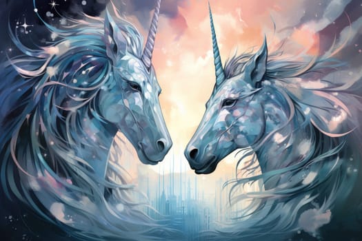 Stunning mythical creatures with majestic presence and shimmering silver horns.