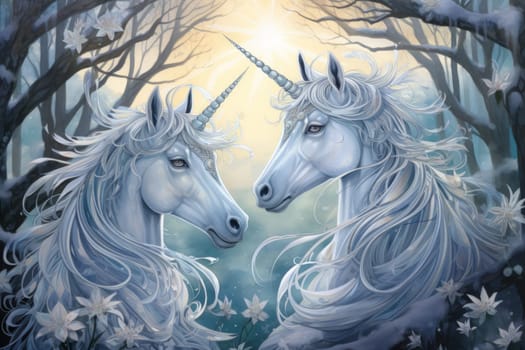 Stunning mythical creatures with majestic presence and shimmering silver horns.