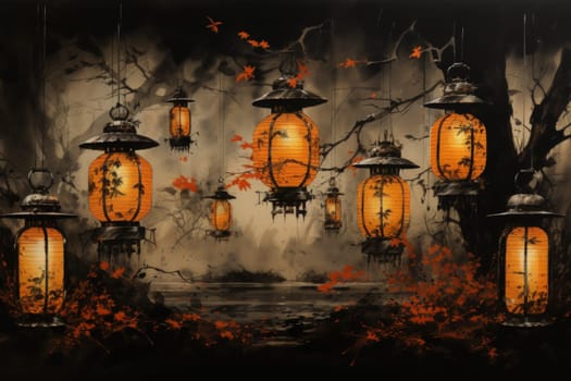 Step into a realm of ethereal beauty, where illuminated spirit lanterns serve as beacons of hope.