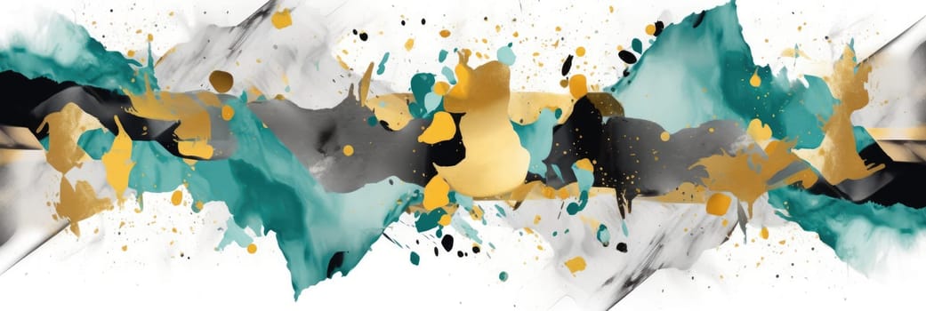 Abstract watercolor artwork mixed with buzzy geometric shapes for background of social media banner generative AI image