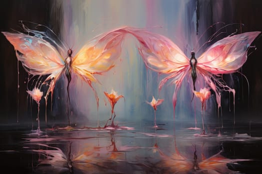 In a mystical realm filled with enchantment and wonder, luminescent fairies gracefully dance through the air, their iridescent wings shimmering with a kaleidoscope of colors.