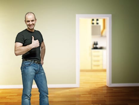 positive man at home