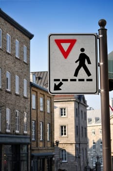 Pedestrians crossing sign