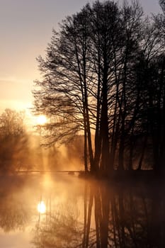The lake rests quietly