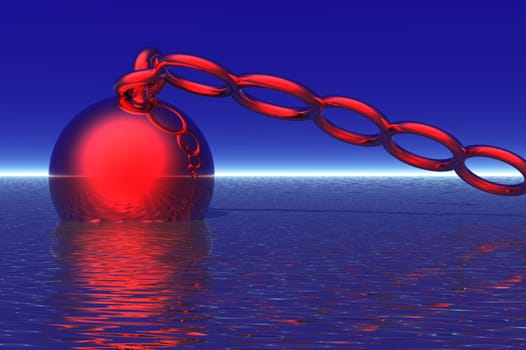 red ball in the water