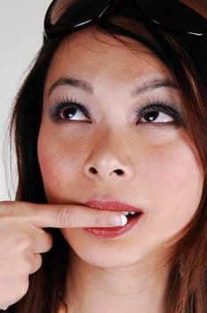 Closeup of a pretty Chinese face.