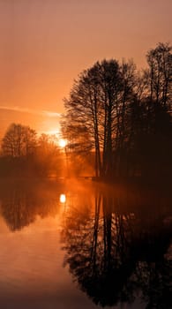 The lake rests quietly...