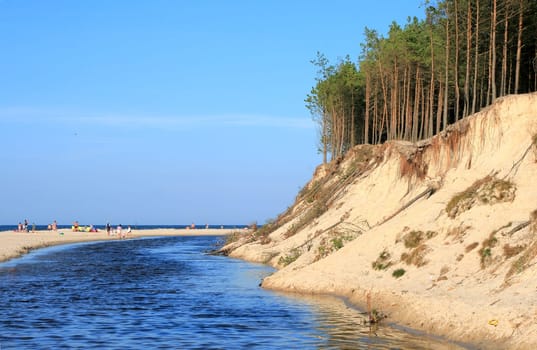 River and a cliff on the seashore