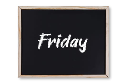 A Friday word in chalk on chalkboard with clipping path to remove shadow