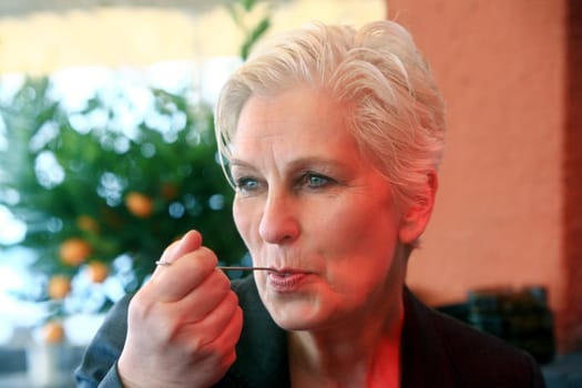 white-haired woman over 50