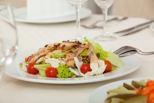 served restaurant table
