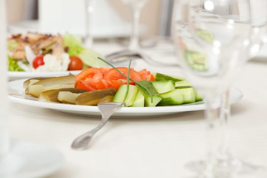 served restaurant table