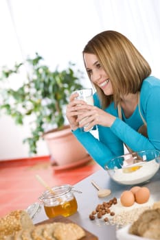 Baking -  woman with healthy ingredient