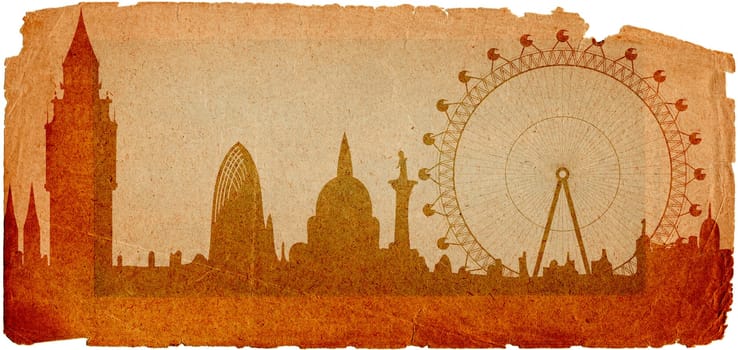 panorama of London in grunge style