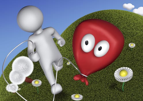 3d Human playing with toy baloon