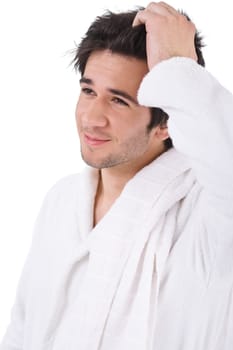 Morning - Young man in bathrobe