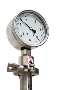 10Bar pressure guage isolated on white