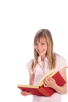 Blonde girl with a book