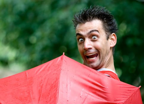 funny, man, umbrella, safety, expressi
