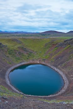 Kerid, volcanic crater lake in the Grimsnes area, south Iceland