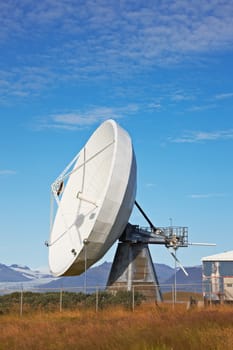 Satellite communications dish near Hofn, Iceland