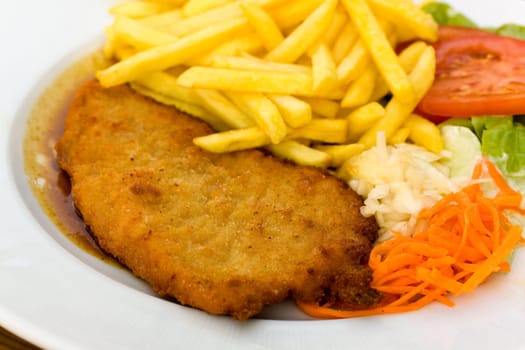 Breaded schnitzel with french fries