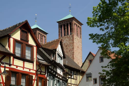 Houses and Church of St. George in Bensheim