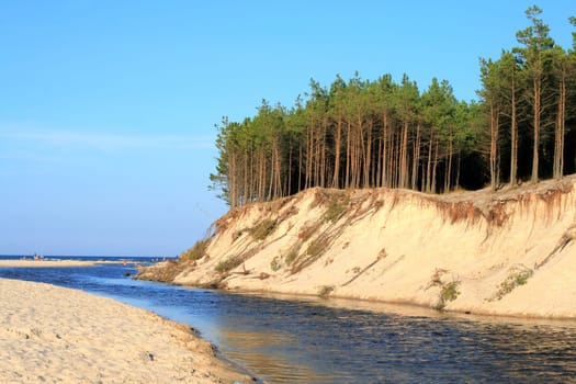River and a cliff on the seashore