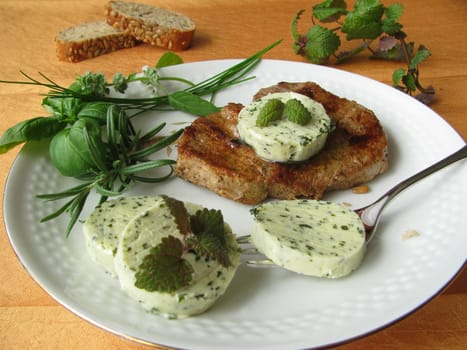 Steak with herb butter